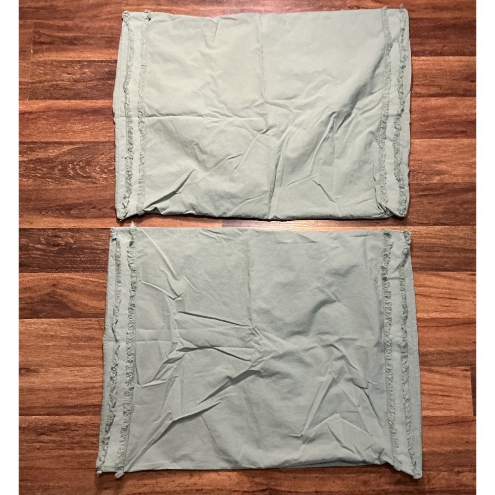 Washed Organic Cotton Shadow Sage Green Eyelash STANDARD Bed Pillow Sham